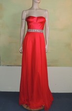 Sherri Hill Red Rhinestone Embellished Strapless Gown Formal Dress Size 0