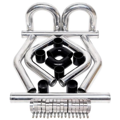 #ad 2.5quot; Universal Aluminum Intercooler Pipe Kit Black Hose Clamp $106.68