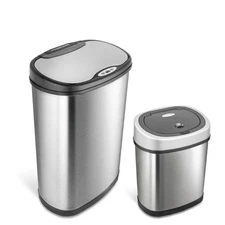 NINESTARS Motion Sensor Trash Can Combo CB-DZT-50-9/12-9 Silver