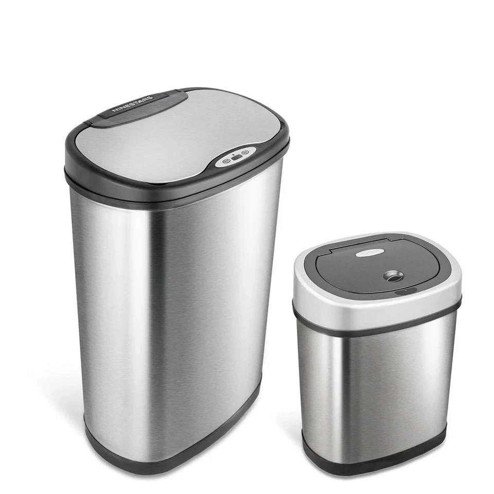 NINE STARS NINESTARS Motion Sensor Trash Can Combo CB-DZT-50-9/12-9 Silver
