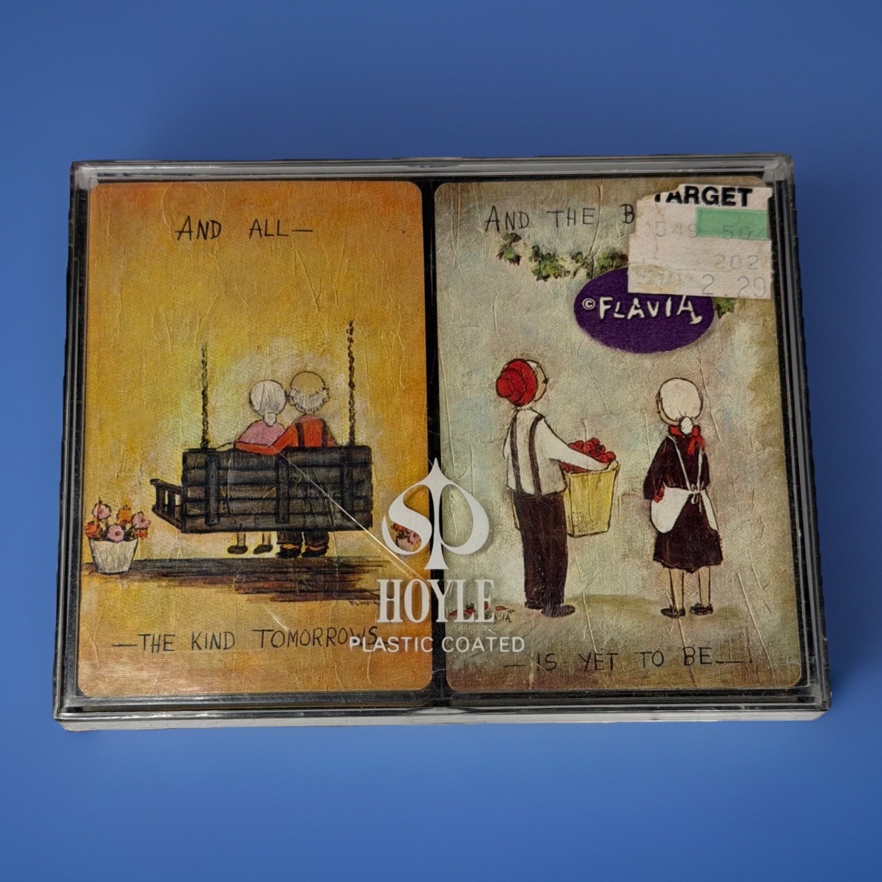 Vintage Hoyle Flavia Double Deck Bridge Playing Cards Plastic Coated Complete