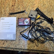 Nikon Coolpix S4100 Digital Camera Parts Only Purple With Charger And Manual