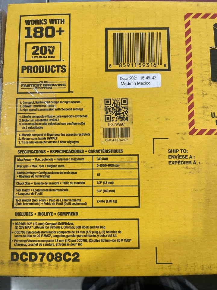 DEWALT 20V Max Brushless Atomic Compact Series 1/2" Drill/Driver Kit DCD794D1 - Image 3 of 4