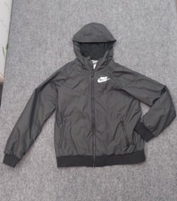 Nike Jacket Youth Large Black Hooded Full Zip Windrunner Track Pockets