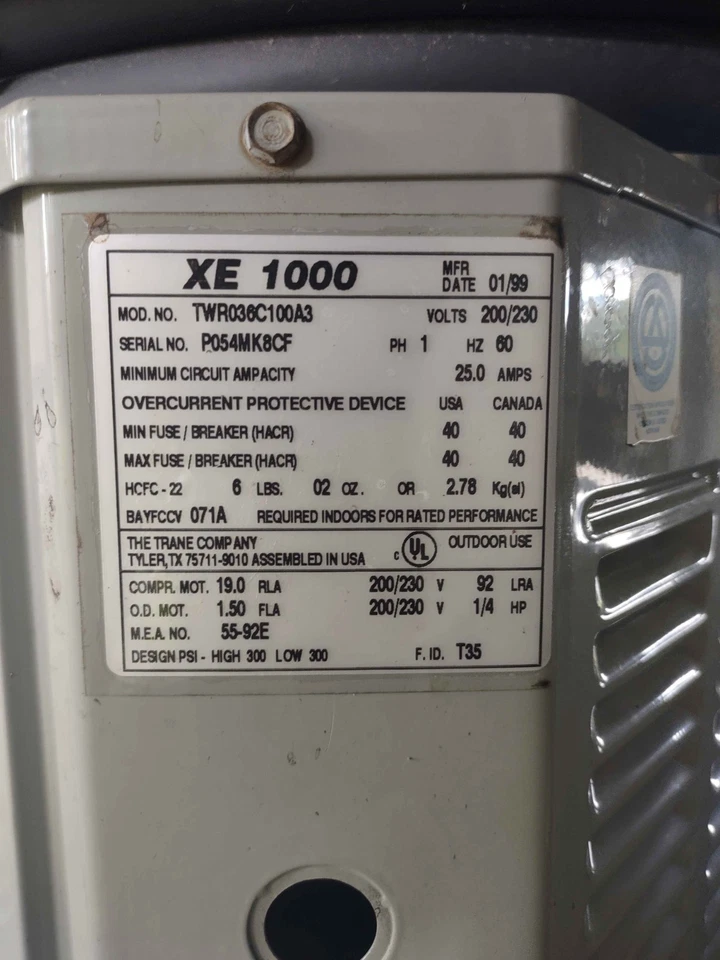 Unidad condensadora exterior bomba de calor de 3,0 toneladas - Usada (1999) y manipuladora de aire (1998) Foto 3 de 4