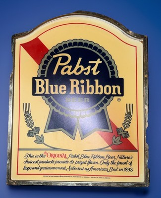 Vintage Pabst Blue Ribbon Beer 1981 Framed Sign PBR Pabst Brewing 13  X 10  X 2 