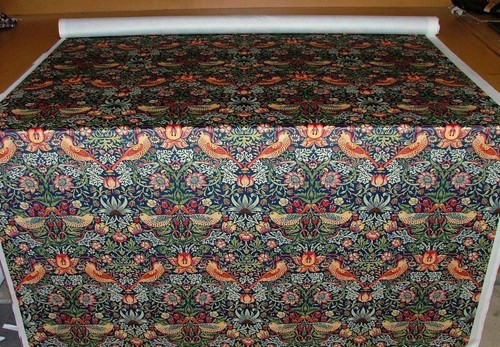 William Morris Strawberry Thief Marineblau samt Stoff Vorhang Polster Kissen - Bild 16 von 21
