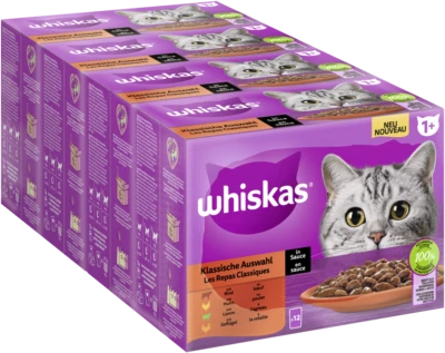 48x85g Whiskas Katzenfutter Nassfutter Multipack 1+ Klassische Auswahl in Sauce
