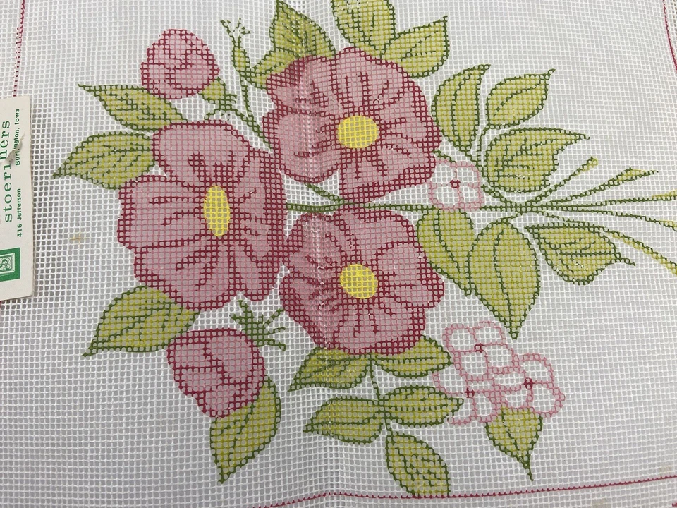 Needlepoint Canvas Pink Flower Daisy Geranium 10 In By 8 In - Image 2 of 4