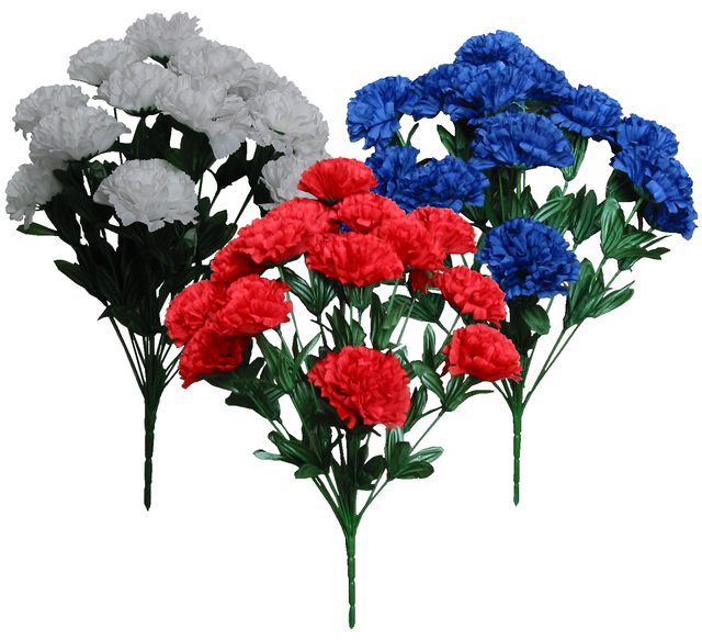 42 Carnations 320" Bushes USA Patriotic Silk Flower Red White Blue US Fast Ship eBay