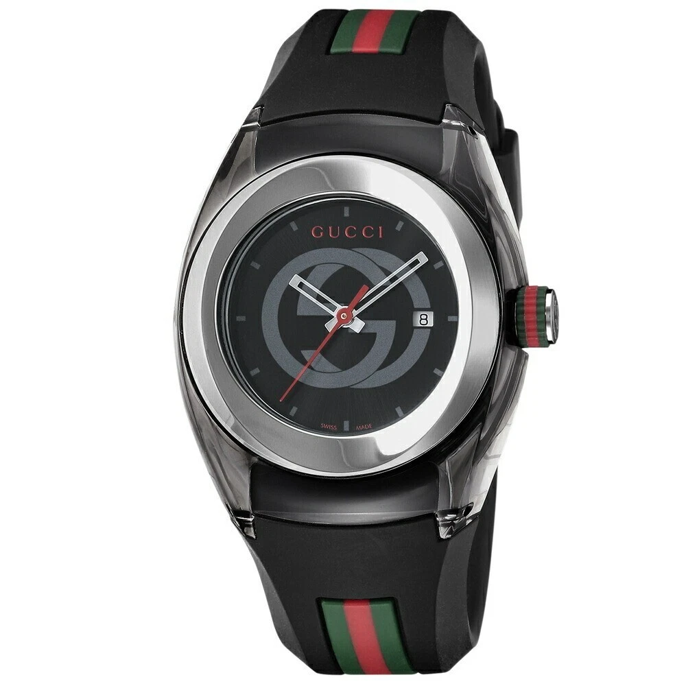 Montre femme Gucci Sync L cadran noir bracelet caoutchouc   YA137301