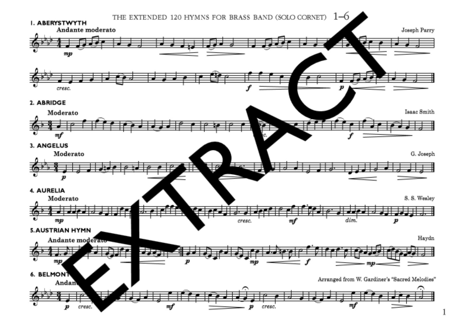 120 Hymns for Brass Band Flugel Horn Part Book Standard Edition