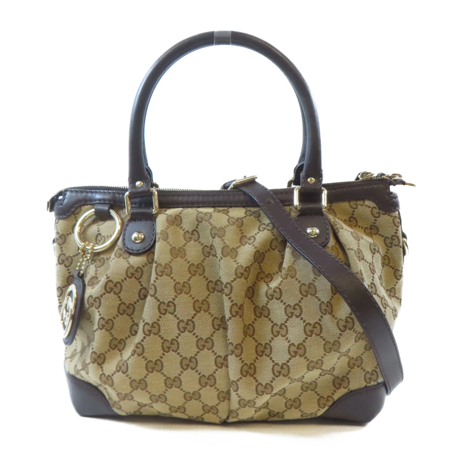 Sac à bandoulière GUCCI GG GHW 2 voies 247902 toile marron