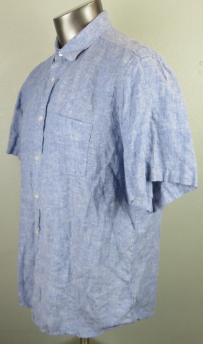 Mens Untuckit Short Sleeve Button Front Shirt Blue Size XL 100% Linen Summer - Picture 3 of 4
