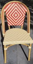 chaises bistrot de Terrasse Structure Alu façon Rotin Tressées Beige & Rouge