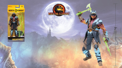 Action Figure Nightwolf 7 Pollici – Mortal Kombat 11 – Con Asce, Arco E Base – Giocattolo Da Collezione
