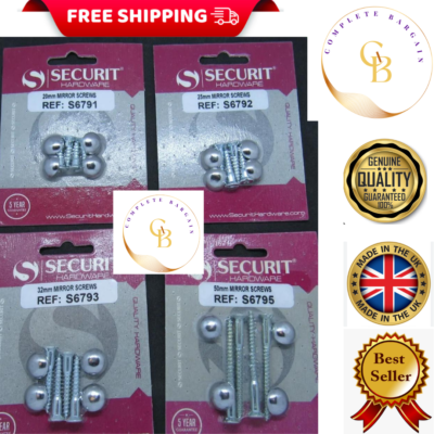 Securit S6793 Mirror Screws Chrome Head 32mm Pack-4 for sale  