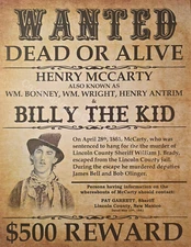 Old West Wanted Poster: Billy the Kid