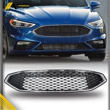 For Ford Fusion 2017-2018 Front Bumper Grille Honeycomb Grill Black&Chrome