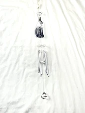 Two Toned Acrylic Cat Wind Chime with Large Diamond Shaped Crystal Light Catcher
