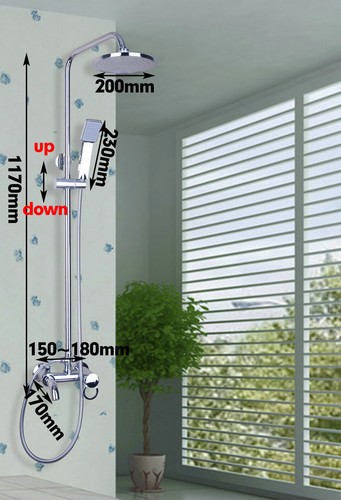 Bathroom Square 8"Rainfall Head Shower Faucet Set Chrome Mixer Hand Spray Taps - Picture 2 of 7