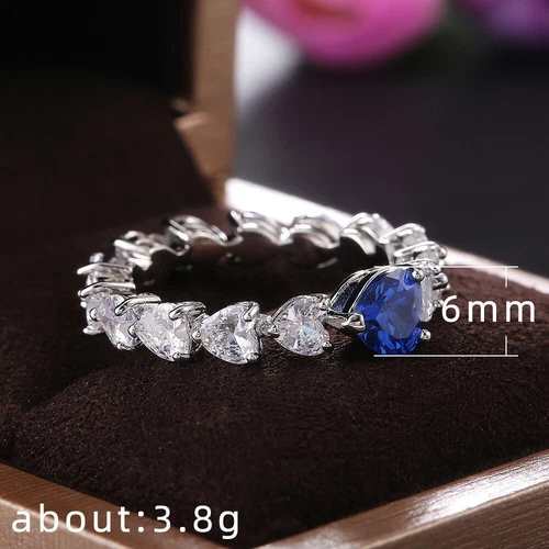 925 Silver Filled Ring Gorgeous Women Blue Cubic Zirconia Wedding Jewelry UK - Picture 27 of 53