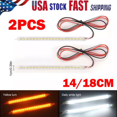 2x 14/18cm LED Car Side Mirror Lamp Strip Turn Signal Indicator -Dynamic Light