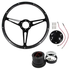 CJ Classics Black Forest Steering Wheel With Black GT350 Style Spokes 14" 6-B...