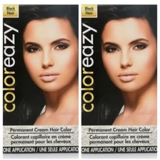 2 Pack Coloreazy Permanent Cream Hair Color One Application 1 Black Noir USA