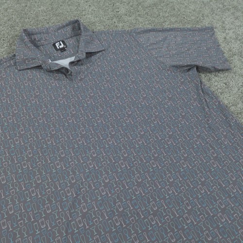 FJ FootJoy - Wine Glass - Golf Polo - Gray - Size XL - Free Shipping