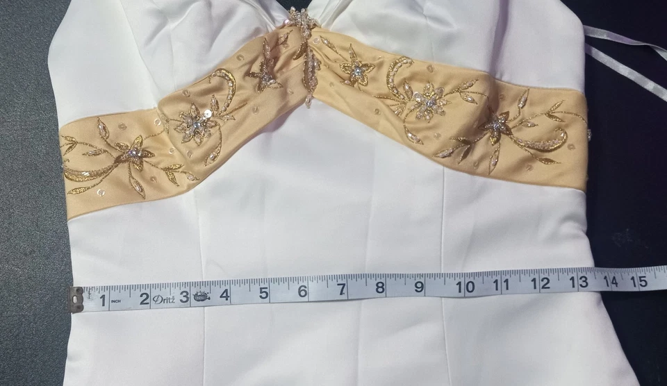 Vestido de novia Edens RN 75428 talla 6 blanco y dorado Foto 4 de 4