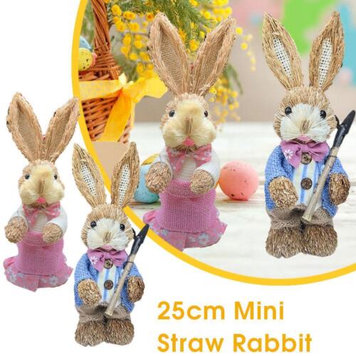 Easter Miniature Straw Rabbit Figurine Bunny Animal Model Party Ornament 9 FAST
