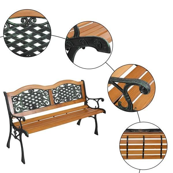 Costway patio park garden bench porch path chair online furniture cast iron hardwood