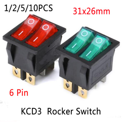 Interruttore A Bilanciere KCD3 Con Neon - ON/OFF 2-3 Pin 2-3 Vie - Vari Colori