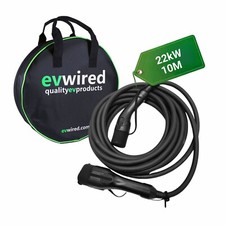 EV Charging Cable 10M Type 2 to Type 2 32A 22kW Three Phase with Free Carry Case