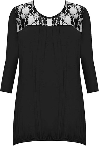 Blusa Top Mujer Cuello Redondo Floral Encaje Plisada Manga 3/4 Ropa Fiesta - Imagen 2 de 19