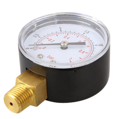 1/4'' 0-15 PSI 0-1 bar Druckanzeiger Manometer Wasser-Öl-Luftdruck-Messgerät