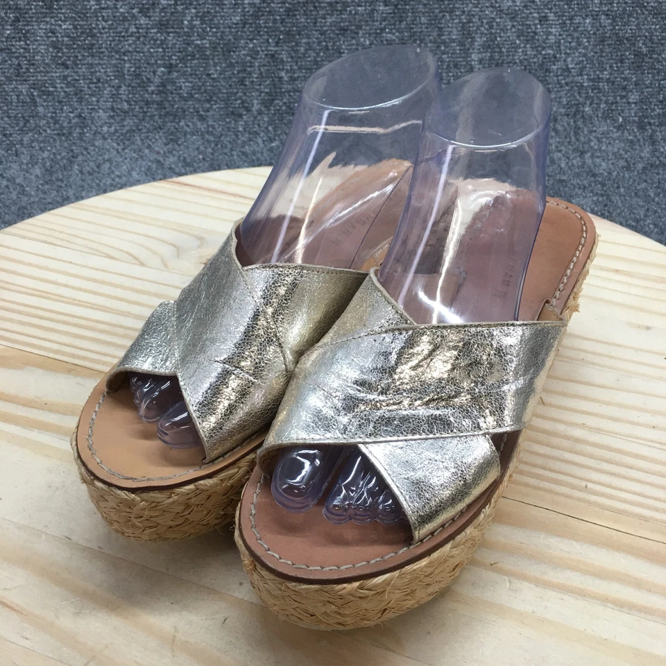 Sandalias Zara Mujer 38 Alpargata Plateadas Sin Cordones Informales Punta Abierta Tacones de Cuña Foto 3 de 4