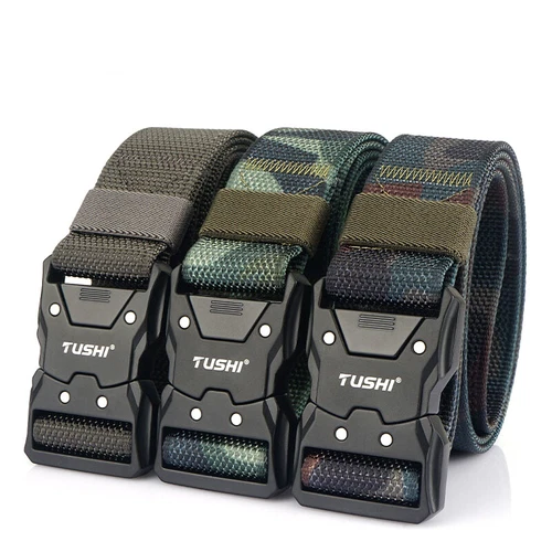 Men's Tactical Belt Hard Alloy Quick Release Buckle Soft Nylon Military Belt - Picture 3 of 38