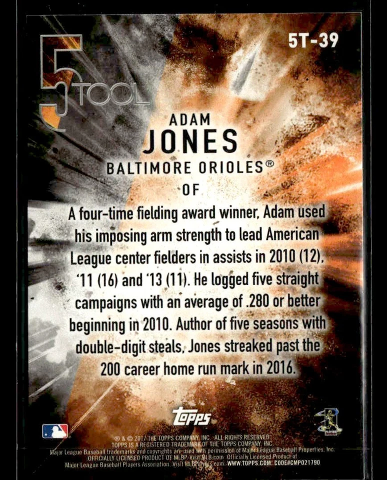 2017 Topps - 5 Tool - #5T-39 Adam Jones - Baltimore Orioles - Image 2 of 2