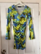 Pretty Little Thing Bodycon Dress Size 8 Bold Abstract Colours Great Condition