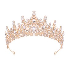 Gold Queen Crown and Princess Tiara for Women Bride Wedding Birthday Gifts