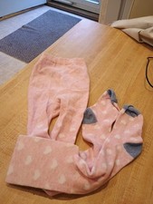 Children's Sweater Tights Pink with White Hearts Size 7-10