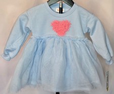 NWT Cat  Jack Blue w/ Pink Heart Fleece  Tulle Dress 18 Months Adorable 