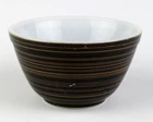 Pyrex Terra 401 Mixing Bowl, Vintage 1964 Small Black with Brown Stripes, 5 3/4"