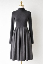 Stella McCartney Dress Wool Mixed Media EU 38 US 6 High Neck Full Skirt Zip Back