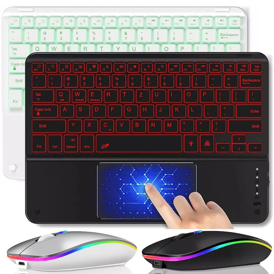 QWERTZ Beleuchtet Touchpad Tastatur Maus Für Samsung Galaxy Tab A9+ S10 S9 FE S8 - Bild 2 von 4