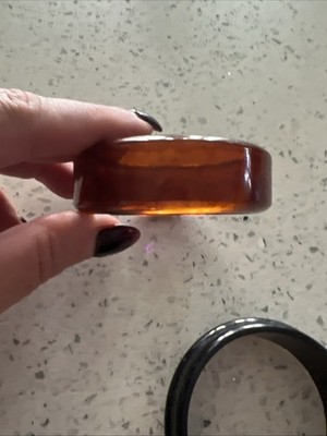 Two Bakelite Bangles Black Carved and Tortoise Shell Vintage 40 s Pair