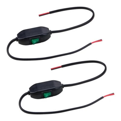 ZORZA 2Pcs Mini Inline Rocker Switch ON/Off Button12V 24V/3A Lamp Cord Toggle Switc...