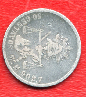 1887 Mo M MEXICO SILVER 50 CENTAVOS LOOKING COIN